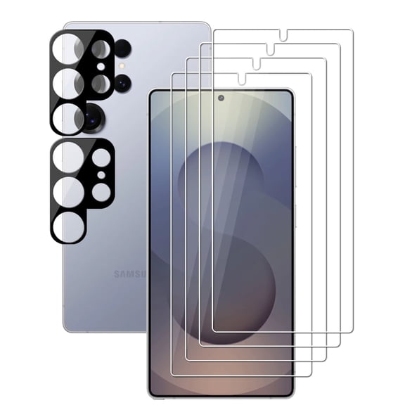 UZWZW (4 2) for Samsung Galaxy S25 Ultra 5G (4 Pack) Tempered Glass HD Clear Screen Protector with (2 Pack) Camera Lens Protector