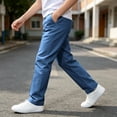 thumbnail image 4 of Yourumao Boys Chino Pants Elastic Waist Straight Leg Pant with Pockets Solid Baisc Loose Casual Trousers for Fall School Wear 5-15 Years, 4 of 8