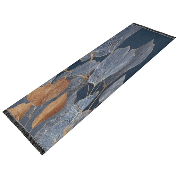 Vintage Modern Runner Rug,Non Slip Machine Washable 72"x23.5" Polyester Material Pet-Friendly Durable,Applicable to Entryway Rug Living Room Rug Embroidered Leaves