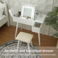 thumbnail image 5 of Wooden Vanity Desk Set With Stool, Modern Makeup Table With LED Lighted Mirror, Flip Top Makeup Vanity Table With Storage Cabinet Drawer For Bedroom, 5 of 7