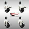 thumbnail image 2 of 3.5 Inch 316SS Soft Rubber Swivel 1-5/8 Inch Stem Caster Set 2 Lock Brake SCC, 2 of 2