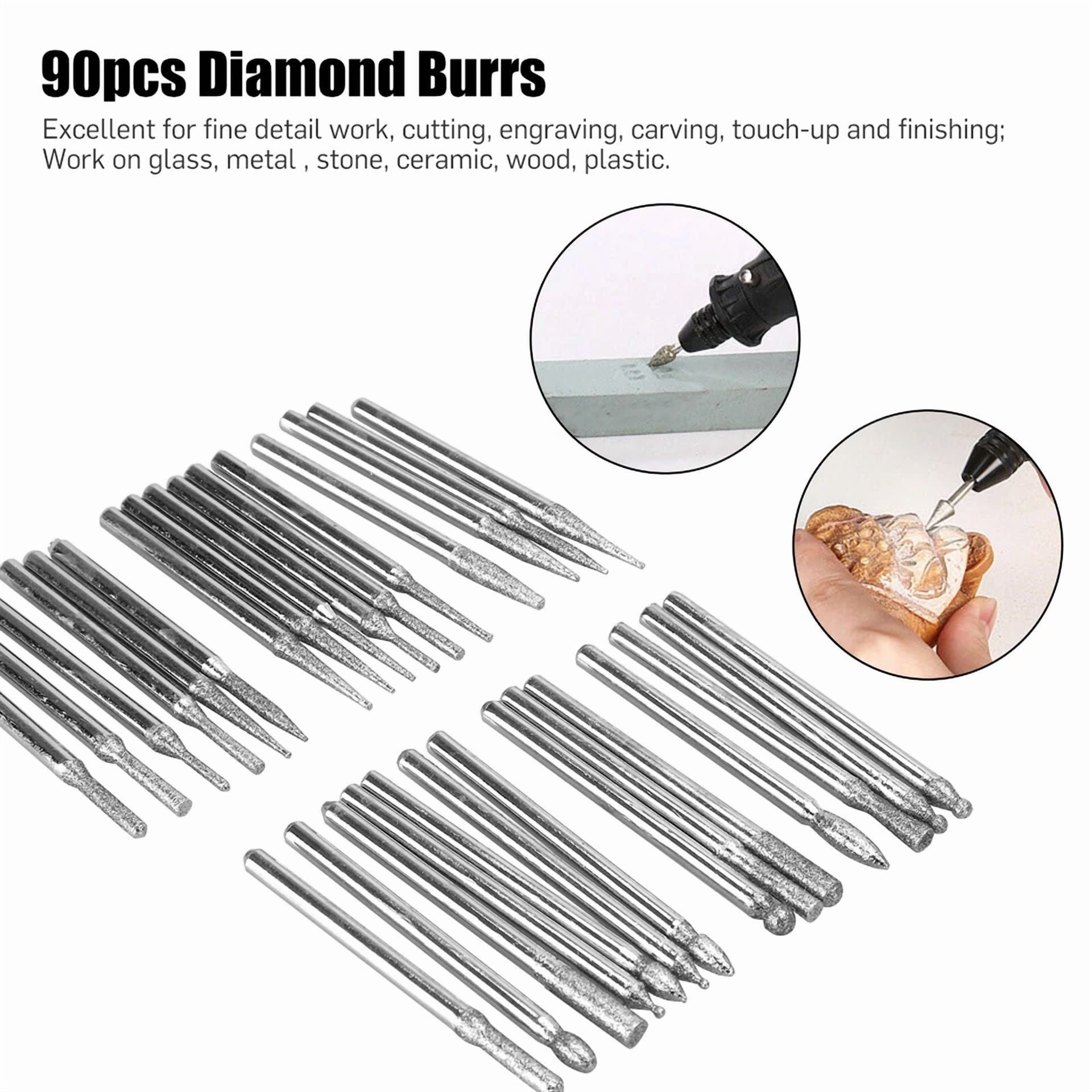 CIRCLE- 90Pcs Diamond Burr Bits Drill Set Rotary Multi Tool Accessories Kit For Dremel