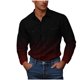 thumbnail image 2 of Blusa y camisa de manga larga con cuello vuelto para hombre, estilo informal, a la moda, con botones, bolsillos dobles y estampado degradado, camisa de trabajo de manga larga con cuello vuelto, blusa, 2 of 5