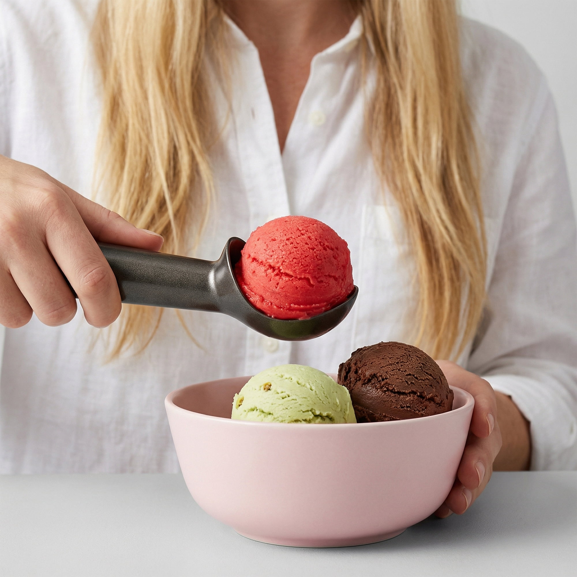 Unique Bargains Stainless Steel Ice Cream Scoop with Handle Black 1