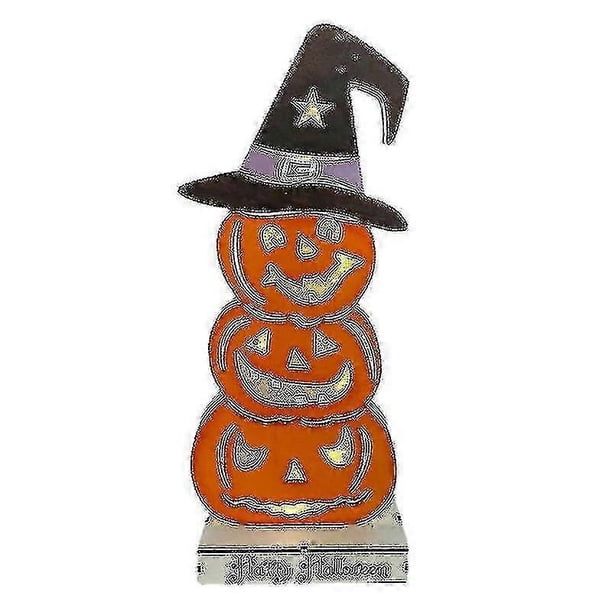 Home Halloween Decorations Creative Pumpkin Led Lights Wooden Festive Atmosphere Decoration