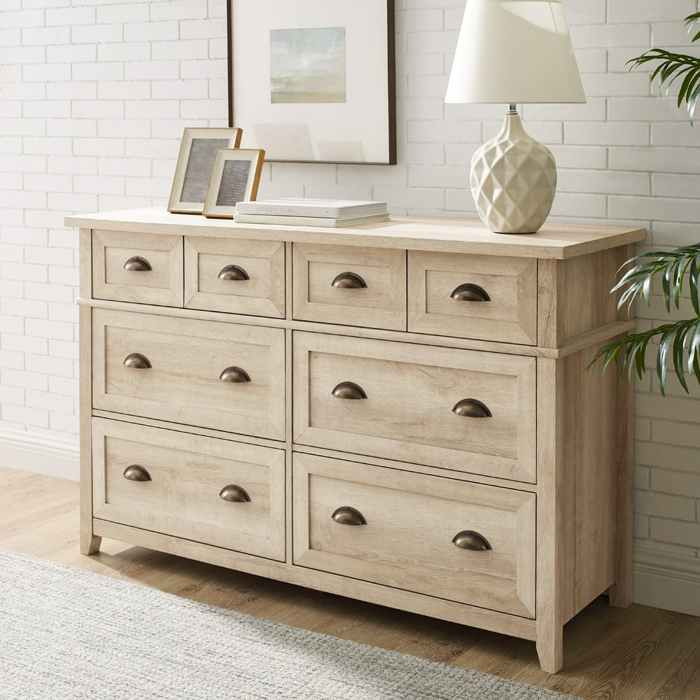 Manor Park Farmhouse 6 Drawer Dresser, White Oak