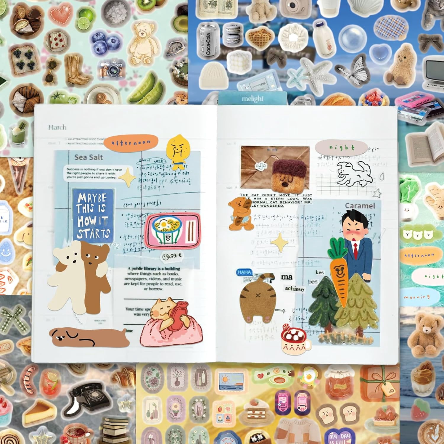 Japanese Manga Style Sticker Book with 30 Sheets of Die Cut Stickers, Over 1200 Pieces for DIY Journaling and Scrapbooking
