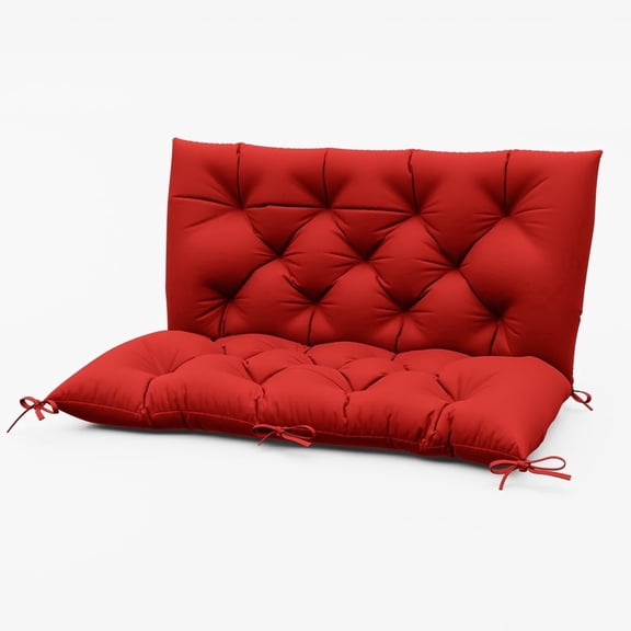 Pakunoda Porch Swing Cushions 40” X 40” X 5”, 2-3 Seater Bench Cushion with Backrest, Waterproof Replacement Outdoor Cushion with Tie, Red