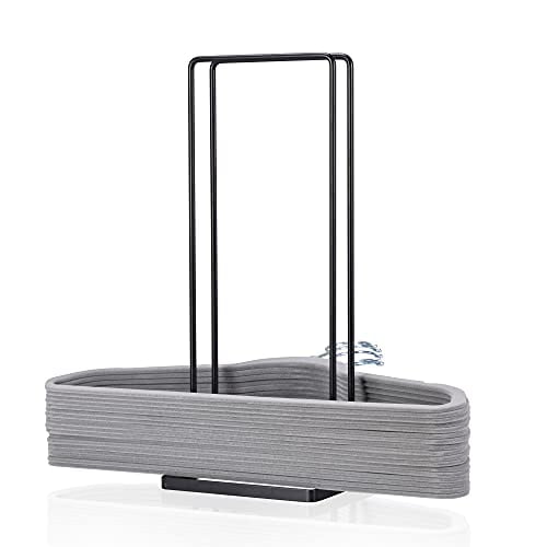 Hanger Organizer Stacker for Closet Laundry Room,Holds up 110 Wire Hanger,Black Carbon Steel Clothes Hanger Storage Rack Holder for Adult or Child