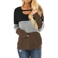 thumbnail image 1 of Pompotops Mode Femme T-Shirt à Manches Longues Col Rond Été Patchwork Blouse Ample, 1 of 5
