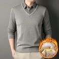 thumbnail image 3 of Men Sweater Fake Two-piece Shirt And Sweater Slicing Formal Business Style Turn-down Collar Long Sleeves Striped Office Autumn Spring Top, 3 of 7
