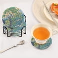 thumbnail image 3 of Yayeee 6 PCS Drink Coasters with Holder Set Woven Absorbent Round Tabletop Hot Pad, Beige Tree, 3 of 7