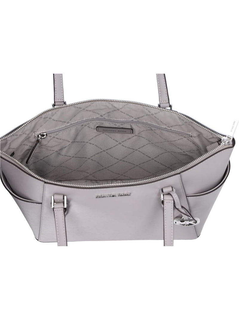 【Michael Kors】Shopping Bag Grey Michael Kors Charlotte Signature Leather Large Top Zip Tote