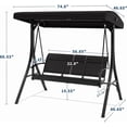 thumbnail image 2 of Towallmark Patio Swing Chair, 3-Seat Outdoor Porch Swing with Adjustable Canopy - All-Weather Textilene Fabric Hanging Swing Bench for Garden, Backyard, Poolside - Heavy Duty Black, 2 of 9