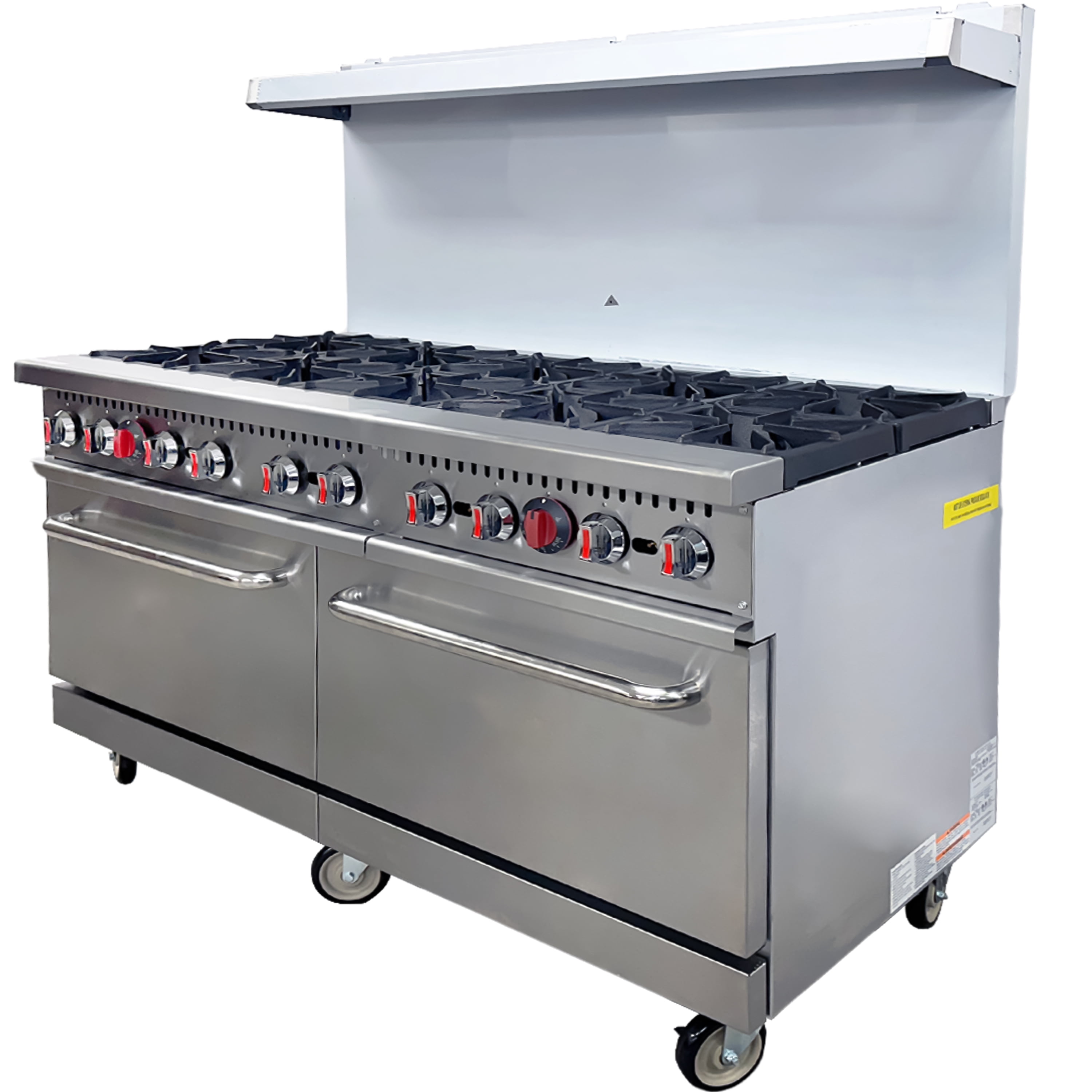 NSF 60 in. 10 Burner Gas Range with Double Ovens, Commercial  Gas Range, Heavy-duty Steel Frame