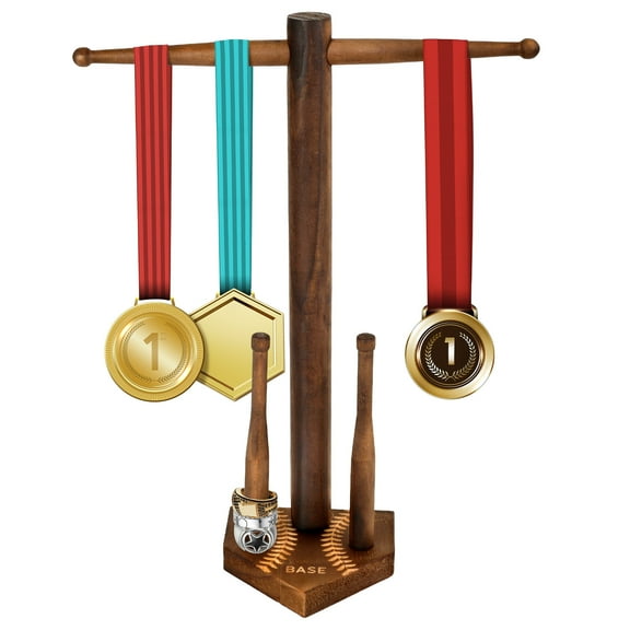 Grusce Wooden Baseball or Softball Drip Necklace Organizer Holder, Championship Ring Display Holder, Softball Ring Holder, Sports Ring Holder, Drip Necklace Championship Ring Holder