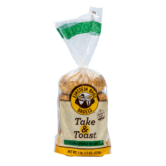 Einstein Bros Bagels Take & Toast, Jalapeno Bagel, 5 Count, 1lb 2.5oz Bag