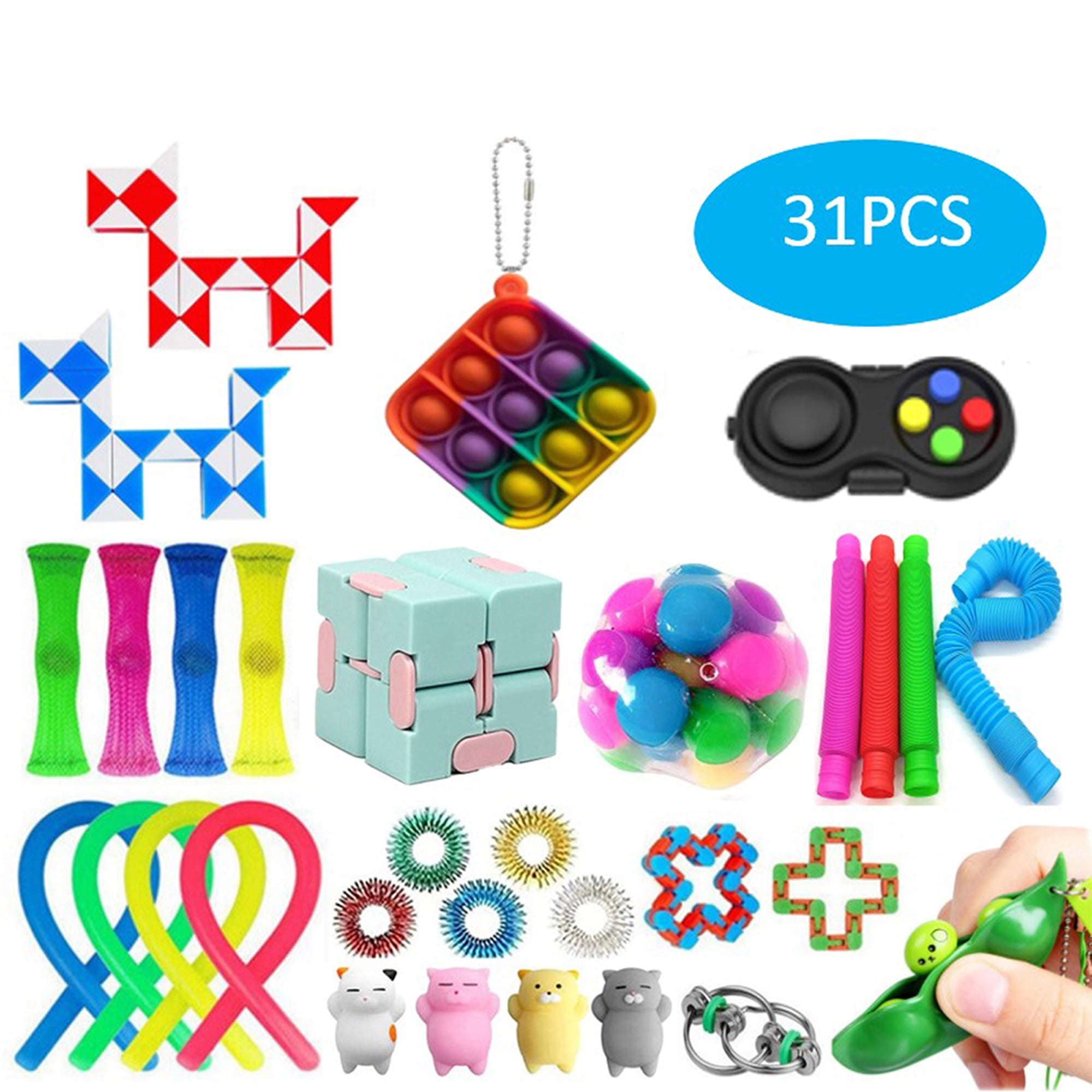 Controller Shaped Fidget Toys Simples-Dimples and Pop in its 2 Anxiety Toy Relieves Stress Anxiety for Kids Adults Tie Dye Silicone Sensory Push Bubble Popper Fidget Poppers 