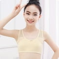 thumbnail image 3 of Xfvqtps Training Bras for Girls Lightly Padded Cotton Mesh Soft Comfortable Breathable Fixed Cup Seamless Solid Color Bow Sports Bras for Girls 8-12 Years Yellow, 3 of 6