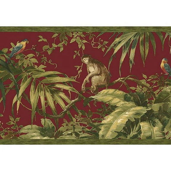 879599 Tropical Monkey Wallpaper Border Red HV6151b