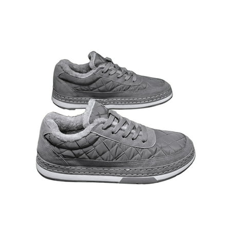 

Ferndule Mens Snow Boots Sport Sneakers Lace Up Warm Shoes Breathable Plush Lined Winter Shoe Running Trainers Non Slip Lightweight Gray 7