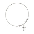 thumbnail image 2 of 7 1/2 inch Round Double Loop Bangle Bracelet w/ Cross in Sterling Silver, 2 of 3