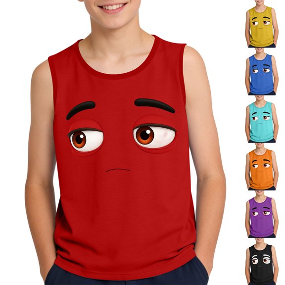 Afuyipoi Boys Tank Tops Size 10-12,Active Fashion Cute Summer Printed Summer Top Red