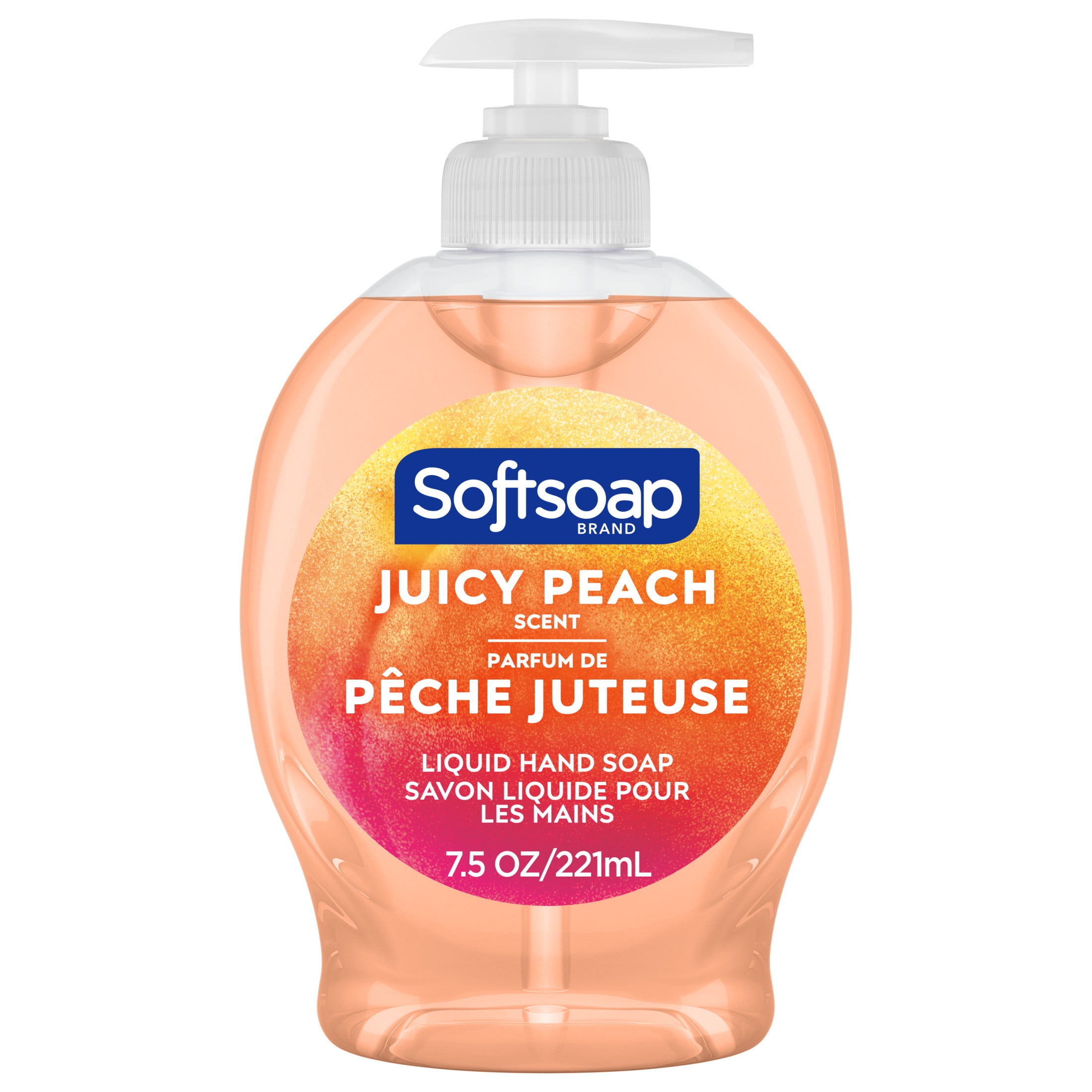 (2 pack) Softsoap Liquid Hand Soap, Kitchen and Bathroom Hand Soap, Juicy Peach, 7.5 Fluid Ounce Bottle