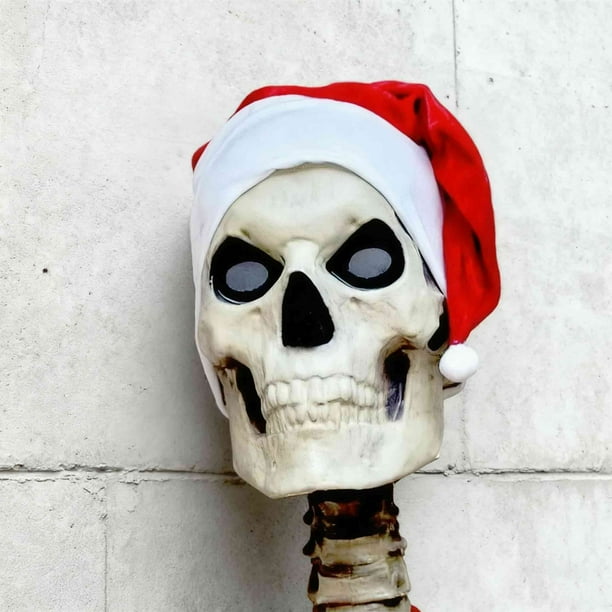 12 Foot Skeleton Christmas Outfits Scarf And Santa Hat With DrawstringAdhesive For Heavy Secure 12 FT Skeleton Accessories For Christmas Decorations