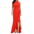 thumbnail image 2 of IROINNID Rollbacks Formal Dress for Women Wedding Guest Evening Night Party Dress Trendy Summer Causal Solid Color Round Neck Sleeveless Dress Evening Dress,Red, 2 of 8