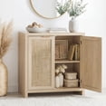 thumbnail image 4 of ARKANTOS Rattan Sideboard Buffet Cabinet with 2 Doors and Adjustable Shelves, Light Natural Oak, 4 of 9