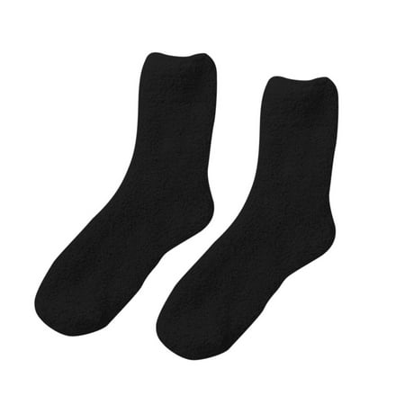 

Tmosphere Warm Women Socks Lady Autumn Winter Soft Coral Velvet Plush Solid Color Thicken Floor Bed Sock Black