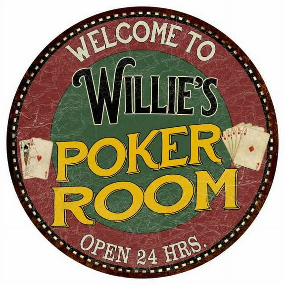 Willie's Poker Room 12" Round Metal Sign Kitchen Bar Wall Décor 200120034365