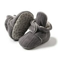 thumbnail image 5 of Otqutp Little Boys Sports Sneakers Toddler Baby Shoes Socks Solid Color Patchwork Knitted Plush Baby Breathable Socks Shoes 0 To 12 Months(Gray,9-12Months), 5 of 5