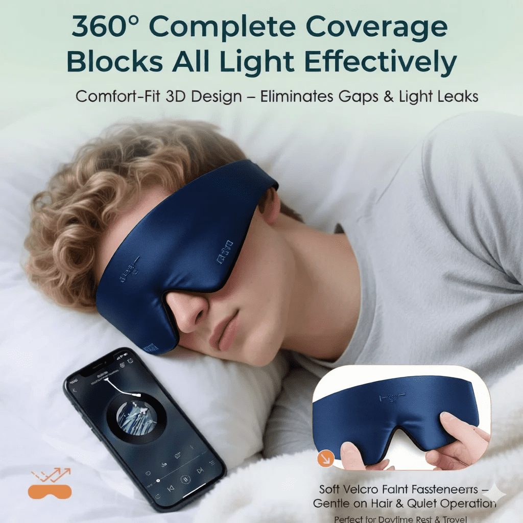 FACEMOON  Wireless Sleeping Headphones Blindfold Soft Washable Bluetooth 5.4 Music Headset Handsfree Call