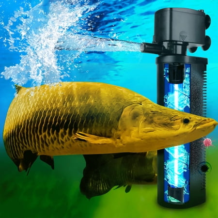 600GPH UV Aquarium Filter for 75-200 Gal Tank, Fish Turtle Tank Green Water Clean Machine Submersible Canister Filter Powerful Pump Pond Filter for Saltwater Freshwater Crystal Green Killing S301