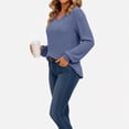 thumbnail image 2 of Women's V Neck Ribbed Knit Long Sleeve Tops Casual Bishop Sleeve Pullover Shirts for Fall Daily Wear, 2 of 7