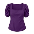 thumbnail image 4 of CHGBMOK Womens Summer Peplum Tops Sqaure Neck Ruffle Sleeve Blouses Fit Flowy Shirts Solid Casual Tees, 4 of 7