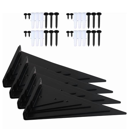 4PCS Black Triangle Shelf Brackets Durable Wood Support Hardware