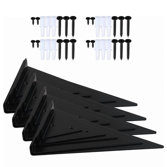 4PCS Black Triangle Shelf Brackets Durable Wood Support Hardware