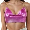 thumbnail image 2 of YMNXA Women'S Tank Top Sleeveless Halter Neck Solid Color Sequin Fashion Comfortable Camisole For Party Club Hot Pink One Size, 2 of 4