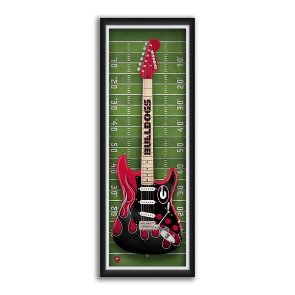 Georgia Bulldogs 14" x 37" Electric Guitar Framed Art Print