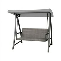 Garden Winds Custom Fit Replacement Canopy Top Cover Compatible with The Agio 1807284, 1807309, 514877 Luna Woven Patio Swing - Upgraded Performance Riplock 350 Fabric - Slate Gray