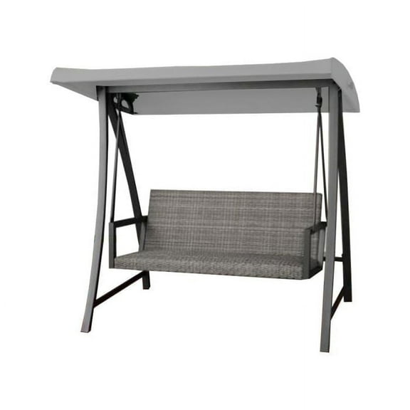 Garden Winds Custom Fit Replacement Canopy Top Cover Compatible with The Agio 1807284, 1807309, 514877 Luna Woven Patio Swing - Upgraded Performance Riplock 350 Fabric - Slate Gray