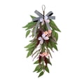 thumbnail image 2 of strola Toys Butterfly Easter Wreath with Daisy Flowers Purple Sorghum Cloth Green Leaves Upside Down Hanging for Front Door Home Wall Decoration Spring 23.6 Inches, 2 of 7