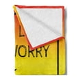 thumbnail image 2 of Rasta Soft Flannel Fleece Throw Blanket, Dont Worry Be Happy Music Words of Iconic Singer Palms Ombre Colors, Cozy Plush for Indoor and Outdoor Use, 50" x 60", Lime Green Yellow Black, by Ambesonne, 2 of 5
