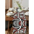 thumbnail image 4 of Table Runner Dresser Scarves 120 Inch Long, Modern Abstract Splicing Circle Art Linen Dining Table Runners Red Grey White Tabletop Scarf for Wedding Holiday Party Kitchen, 4 of 7