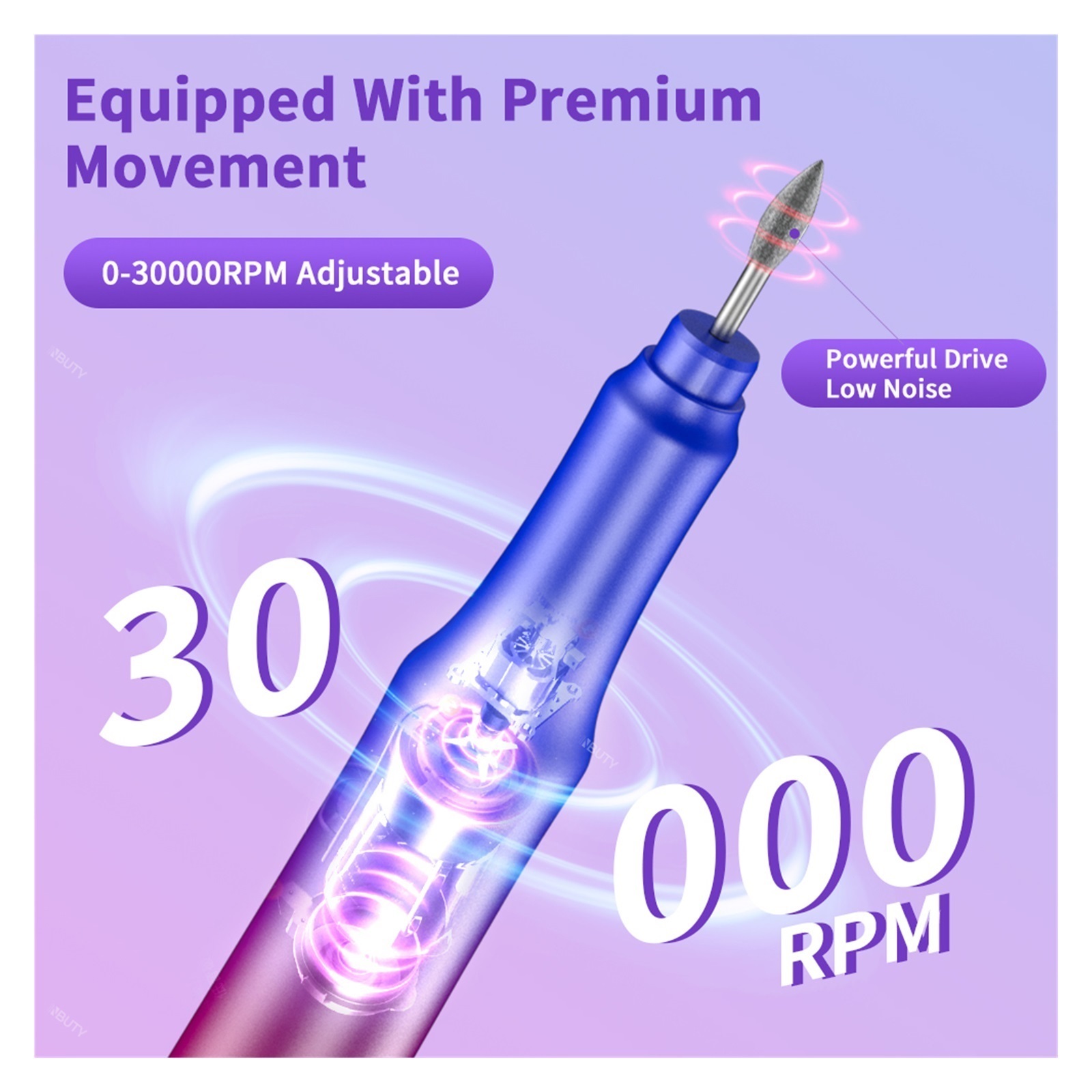 Electric Nail Drill Machine, 30000RPM Nail Sander For Acrylic Gel Nails, Portable Manicure Pedicure Polishing Shape Tools ,Lightweight and Portable