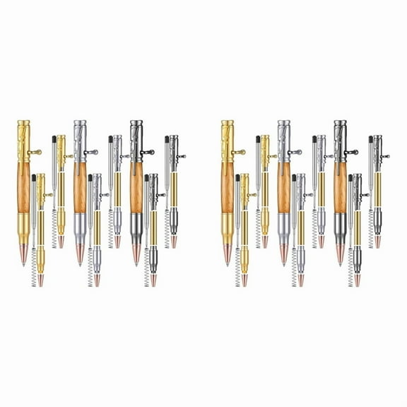 Set of 12 Slim Pens,Multi-Color Wooden Swivel Pen Set with Refill Shaft Bolt-on Ballpoint Pen for DIY Wooden Swivel