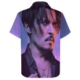 thumbnail image 6 of Johnny Depp Casual Short Sleeve Shirt Lapel Collar Shirt Summer Beach Shirt XL, 6 of 8